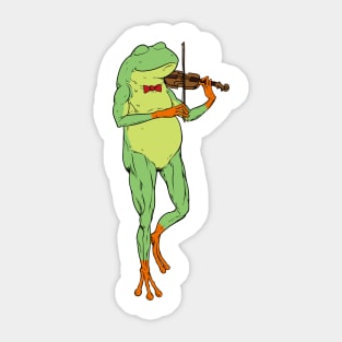Cartoon frog playing violin Sticker